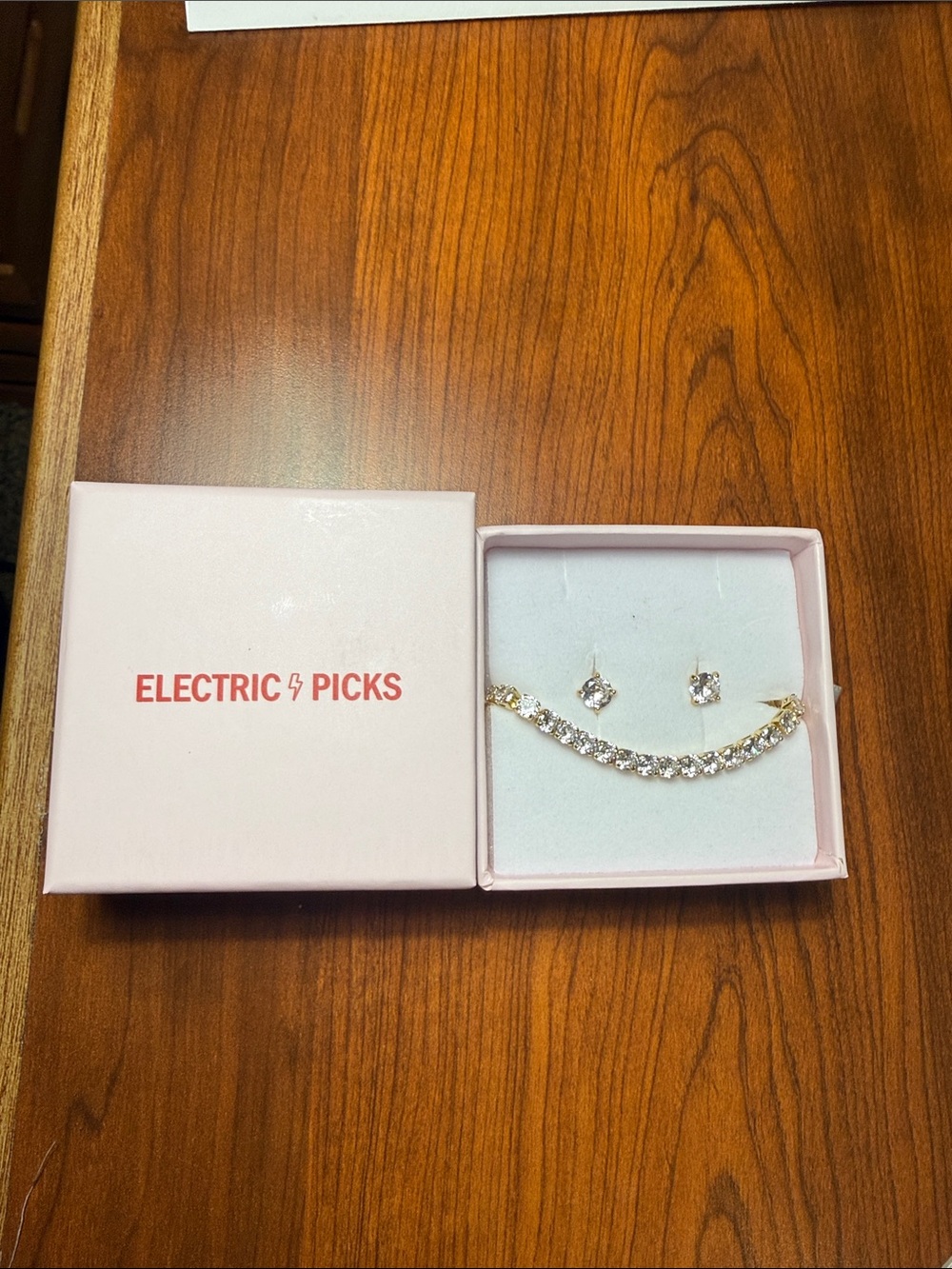 Electric Picks  Gold Anna XL Bracelet with 6mm Stud Earrings